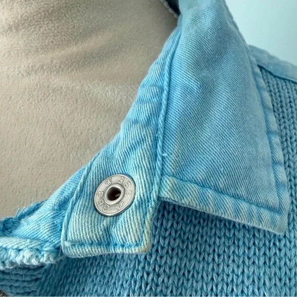 PBJ Blues Ramie Cotton Sweater Cardigan Dress M Light Blue Button Front - Picture 14 of 14